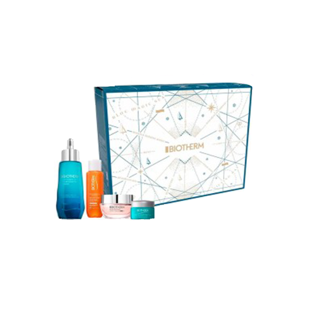 Estuche Biotherm Life Plankton Elixir con sérum, crema de día SPF30, crema de noche y contorno de ojos.